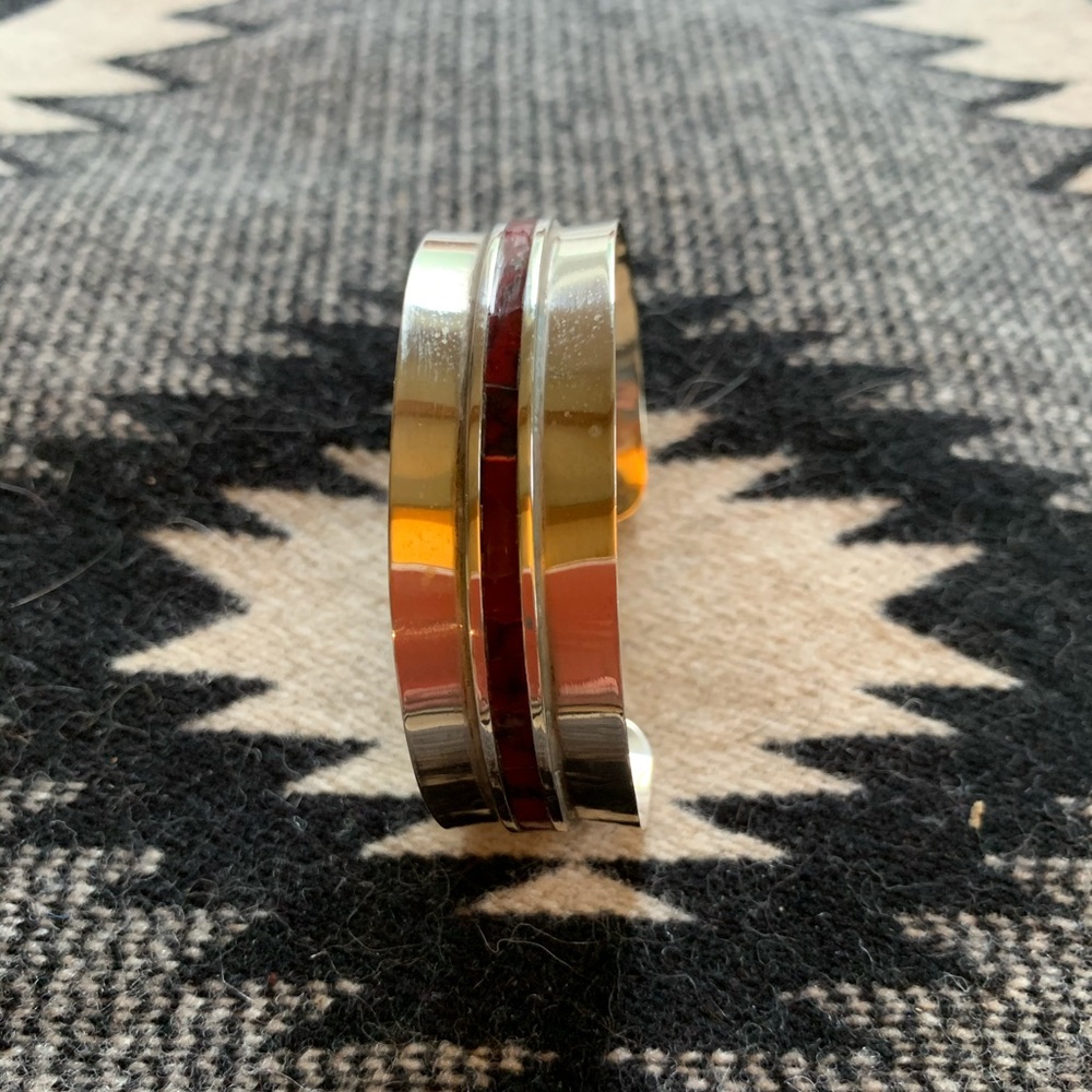 Sterling Silver Native American Red Stone Inlay